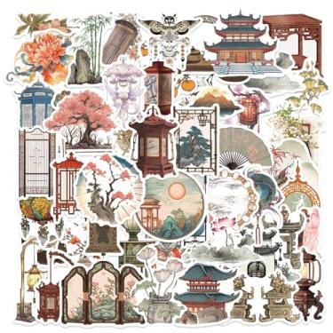 Imagem de 100 adesivos de cultura chinesa antiga, arte arquitetônica tradicional chinesa, decalque impermeável de vinil, perfeito para crianças, adolescentes, garrafa de água, mala, telefone, skate, guitarra,