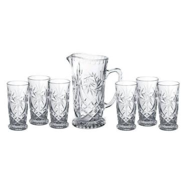 Imagem de Cj Jarra 1,2 Litros C/6 Copos Altos 300ml de Cristal Prima Transparente Lyor