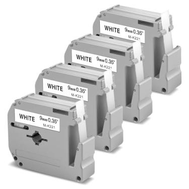 Imagem de Greateam Fita de etiqueta Brother M compatível com 9 mm M-K221 M221 MK221 MK-221s substituída para Brother P-Touch PT-M95 PT70BM PT-70 PT-65 PT-80 PT-90 3/8 polegadas, 9 mm x 8 m, preto sobre branco,