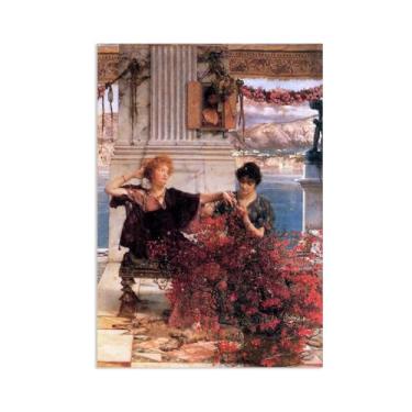 Imagem de MOBYAT Pôster Love's Jewelled Fetter por Lawrence Alma Tadema Prints, reprodução de pintura a óleo, impressão giclée em tela, arte de parede pronta para pendurar para decoração de quarto de casa. 42 x