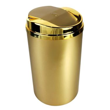 Imagem de Lixeira 8 Litros Basculante Cesto De Lixo De Cozinha Banheiro Escritório Dourado - amz