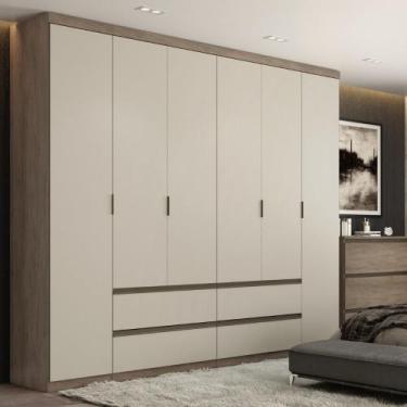 Imagem de Guarda Roupa Casal 6 Portas 4 Gavetas Nobre THB, Rustico com Off White