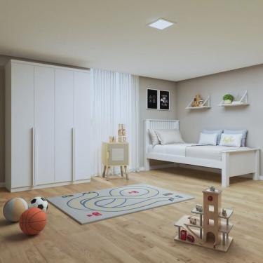 Imagem de Quarto Infantil com Guarda-roupa Solteiro 4 Portas 2 Gavetas Alonzo e Cama Solteiro Athenas