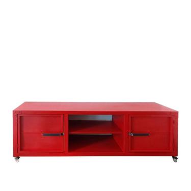 Imagem de Rack para Tv Queens Estilo Industrial Em Ferro Vermelho 200cm