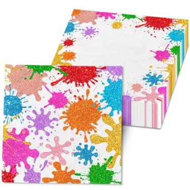 Imagem de Decorações de festa de pintura, 40 peças de guardanapos de decoração de festa de arte, guardanapos de papel para crianças, adolescentes, adultos pintar decorações de festa de aniversário