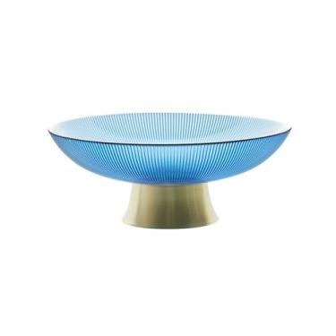 Imagem de Mesa de centro criativa para sala de estar, bandeja de frutas secas de vidro para uso doméstico - listrado - azul grande