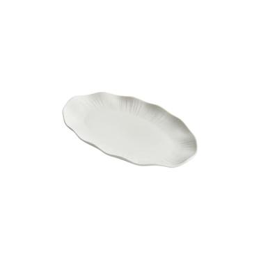 Imagem de Prato de peixe cozido no vapor de cerâmica, prato oval branco simples - 35,3 cm
