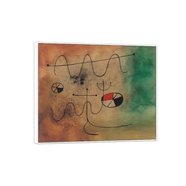 Imagem de Joan Miró Imagem de arte de parede em tela - reprodução de impressões de arte famosas abstratas - pinturas com moldura branca para decoração de sala de estar (Música) 40 x 50 cm - 16 x 19 pol