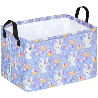 Imagem de ACMUUNI Ovos De Páscoa, Presente, Coelho Retangular, Prateleira, Cesta, Roupas, Lavanderia, Caixa Armazenamento, Brinquedos, Cesta Para Crianças, Cesto Roupa Suja Com Alças