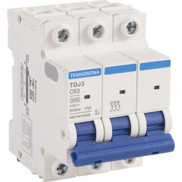 Imagem de Disjuntor Tripolar 63A Din TDJ3 3P 3Ka Curva C 58013111 Tramontina - T