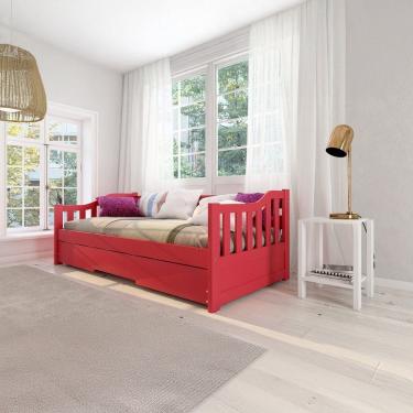 Imagem de Bicama Solteiro American Estilo Sofá em Madeira Maciça Vermelho