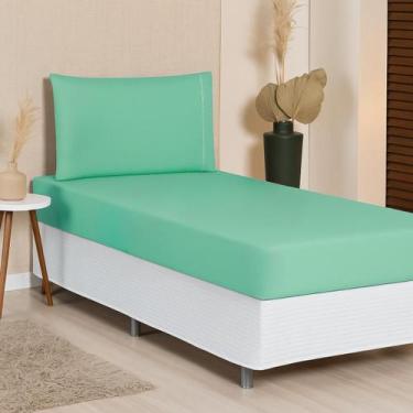 Imagem de Jogo De Lençol Solteiro Padrão Antialérgico 2 Peças 400 Fios Com Elást