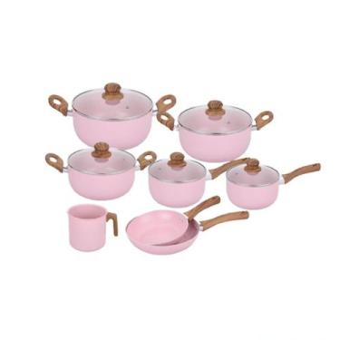 Imagem de Jogo De Panelas 8 Peças Rev. Cerâmico Rosa Sahara Casambiente