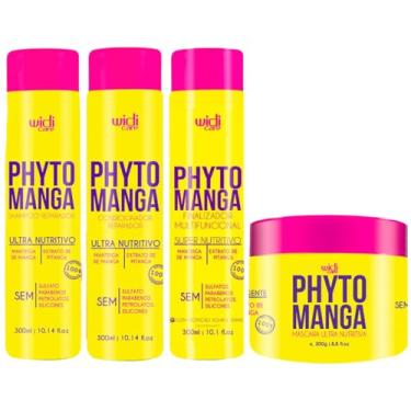 Imagem de Kit Shampoo + Condicionador + Leave In + Mascara Widi Care Phytomanga Linha Completa Vegano