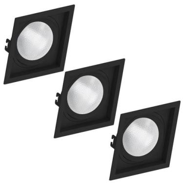 Imagem de 3 Spot Embutir Recuado Par30 E27 Preto Save Energy Quadrado