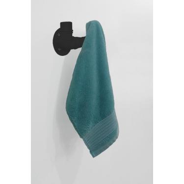 Imagem de Cabideiro De Parede Porta Toalhas Suporte Gancho Acessório Banheiro Estilo Industrial Preto Laca