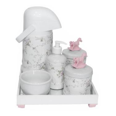 Imagem de Kit Higiene Espelhado Porcelanas Térmica Cavalinho Rosa Bebê - Potinho