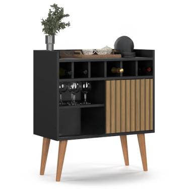 Imagem de Aparador Retrô Buffet Bar Adega Bar(FLORENÇA - PRETO/RIPADO)