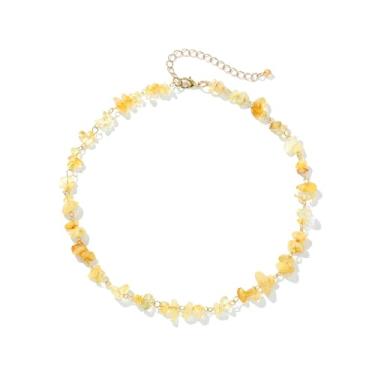 Imagem de Xalroco Gargantilha de pedra preciosa e pingente boho hippie para mulheres, colares de surfista com contas de pedra natural, banhado a ouro 14K, joia artesanal de verão e praia, Medium, Pedra natural