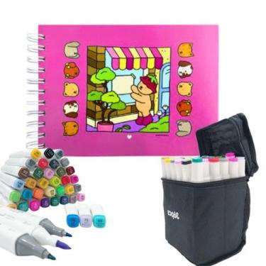 Imagem de Kit Canetinhas com Livro Para Colorir Bobbie Goods 36 cores sortidas
