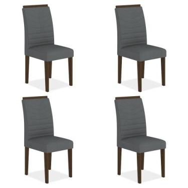 Imagem de Kit 4 Cadeiras Estofadas Lima Imbuia/cinza - Móveis Arapongas - A Móve