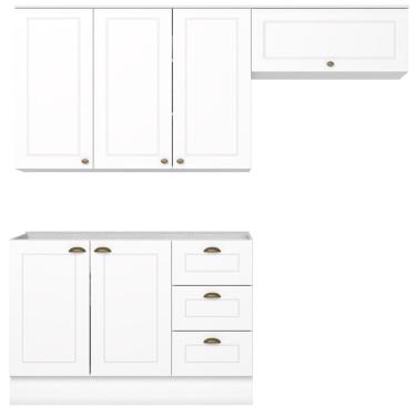 Imagem de Cozinha Modulada 3P Balcao Sem Tampo 200 cm Americana Branco Henn