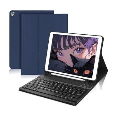 Imagem de Capa Para Tablet Com Teclado Bluetooth Para Samsung Tab A8 10, 5 Polegadas X200/X205 (Azul Escuro, Teclado comum)
