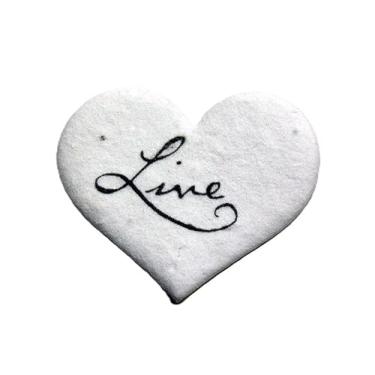 Imagem de Of The Earth Papel feito à mão - Papel de semente de flores silvestres pequenas etiquetas de coração - variações de caligrafia - 4,4 cm x 3,8 cm - conjunto de 50 (ao vivo)