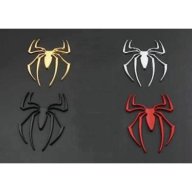 Imagem de 8 peças adesivos de emblemas de aranha 3D para veículos universais de carro, caminhão, motocicleta, trailer, scooter, SUV, porta, janela (B0CK7VB8F8-2 preto, 2 pratas, 2 vermelhos e 2 amarelos)