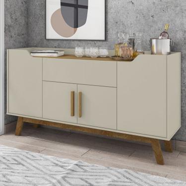 Imagem de Balcão Buffet Ferentino 4 Portas 1 Gaveta Off White/Cinamomo - Pnr Móveis