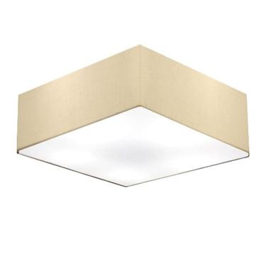 Imagem de Plafon Quadrado Md-3056 Cúpula em Tecido 15/70x70cm Algodão Crú - Bivolt