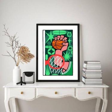 Imagem de Quadro Decorativo Esporte Basquete Pop Art 33X24Cm - Vidro
