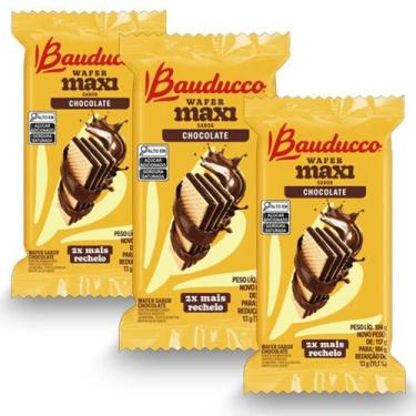 Imagem de Biscoito Wafer Maxi Bauducco Chocolate Kit 3 Pacotes De 104G
