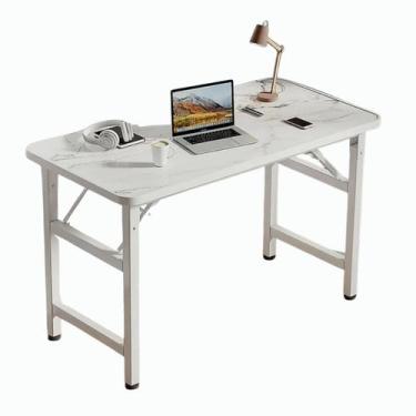 Imagem de Mesa Dobravel Escritorio Tampo Tipo Marmore Branco 804075cm RE276 Snel