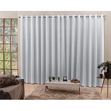 Imagem de Cortina De Varão Branco Gelo 4,00x2,50 Blackout Tecido