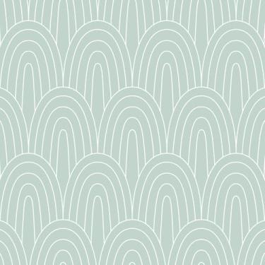 Imagem de VaryFloral Papel de parede geométrico verde claro arco geométrico abstrato papel de parede para sala de estar moderno linhas curvas simples papel de contato para armários prateleiras portas, removível