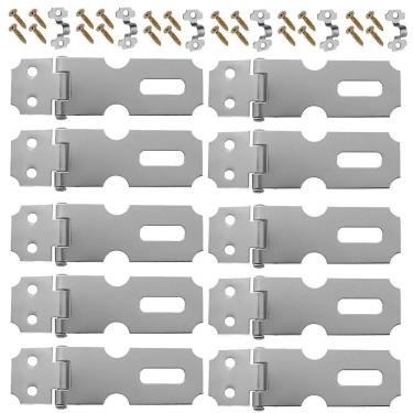 Imagem de Dobradiça Porta Cadeado Fecho Trinco Zincado 6,3Cm 10 Un