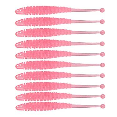 Imagem de ZZTWER 10 pçs/lote Isca artificial, iscas de pesca macias para minhocas, 6 cm, 0,6 g, aditivo de odor de camarão, iscas artificiais de silicone, carpa de robalo