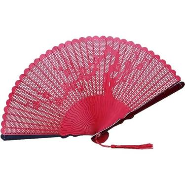 Imagem de Ventilador dobrável totalmente de bambu chinês antigo ventilador de mão estilo retrô ventilador dobrável portátil feminino ventilador portátil Cheongsam passarela para mulheres
