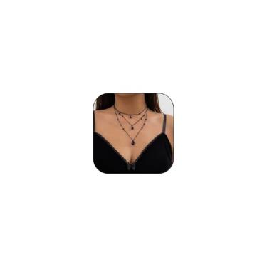 Imagem de KOFISNI Colar gótico em forma de Y, colar vintage em camadas de gota de cristal vermelho preto e vermelho colar com contas de vampiro gótico, colar de Halloween, joia feminina, 50cm, Cristal, Sem