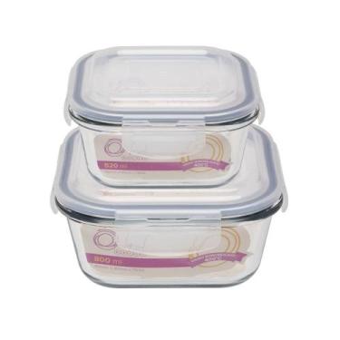 Imagem de Conjunto De 2 Potes Herméticos De Vidro Quadrado - Oxford