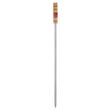 Imagem de Espetos para Churrasco 85cm Cromado com Cabo de Madeira – Lâmina 72cm | Cabo Resistente ao Calor, Não Esquenta | Ideal para Carnes, Linguiça, Legumes | Profissional e Doméstico (UNITÁRIO DUPLO)