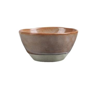 Imagem de Cerâmica sob o esmalte cor grande capacidade pequena tigela de arroz japonês retro grosso louça -11,4 cm - lama lisa