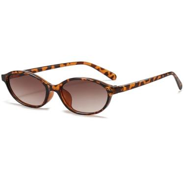 Imagem de Breaksun Óculos de sol ovais retrô para mulheres, moderno, oval, estreito, olho de gato, óculos escuros anos 90, vintage, A2 tartaruga/marrom dégradé, MM