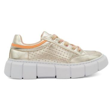 Imagem de Tênis Sneaker Casual Metalizado Feminino Solado Chunck Tratorado Confo