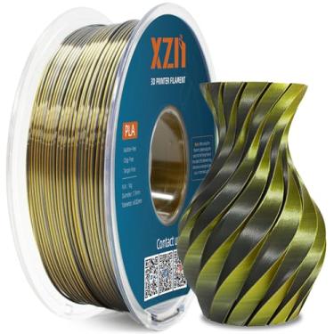Imagem de Filamento PLA de seda 1,75 mm seda dupla cor ouro preto filamento, coextrusão de metal dicromático brilhante consumível, precisão dimensional +/- 0,03 mm