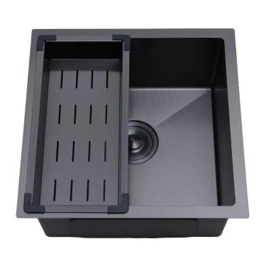 Imagem de Cuba Gourmet para Cozinha Aço Inox 304 Texturizado 44x44cm Preto Terena