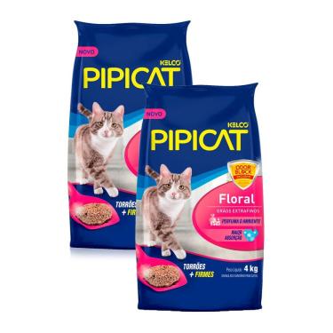 Imagem de Kit 2 Areia Higiênica Pipicat Floral Perfumada para Gato com 4kg