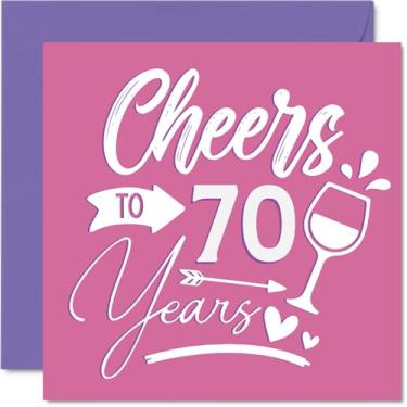 Imagem de Stuff4 Cartões de aniversário de 70 anos para mulheres - Cheers - Cartão de feliz aniversário para mulher de 70 anos avó avó babá tia, cartões comemorativos de aniversário de 14 cm