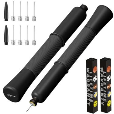 Imagem de Bomba de bola com armazenamento de agulha (pino nunca perca), bomba de basquete com 5 agulhas e cabo extensível, bombas de futebol de futebol, bomba de vôlei, inflador de bola de rugby - ótimo para